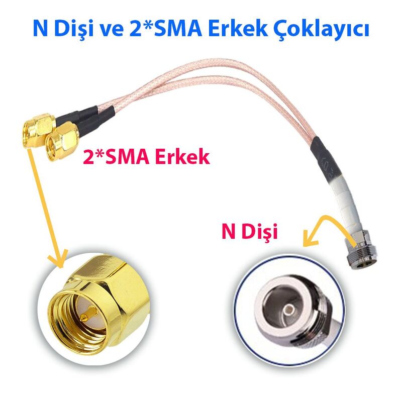 N Dişi ve İki SMA Erkek Birleştirici